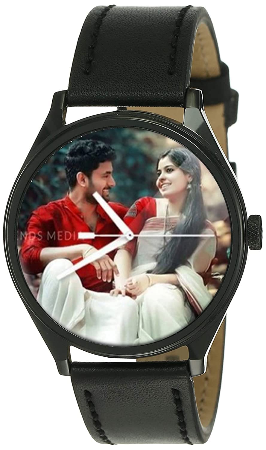 NITYAMAPersonalized Leather Watch with Photo Print Dialfor Men | Leather Men's Black Watches Under 1000 | Gents Stylish Wrist Watch | Watch for Birthday & Anniversary Gift