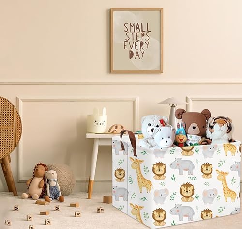 Miniatura 4 de HIYAGON Cesta de almacenamiento de juguetes de bosque para niños, niños y niñas, cesta rectangular de almacenamiento, cajas organizadoras para