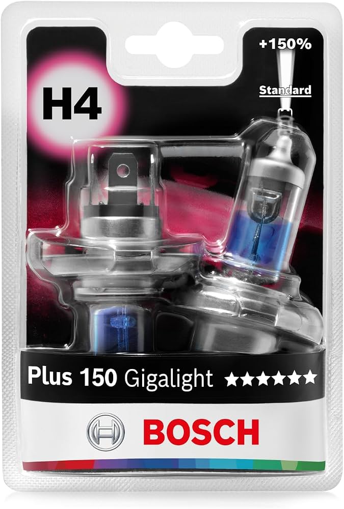 Bosch H4 Plus 150 Gigalight Headlight Lamps - 12V 60/55W P43t - 2