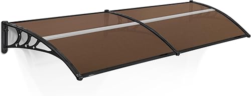 Miniatura 19 de MCombo Toldo para ventana de 39.8 x 37.8 pulgadas, para exteriores, de policarbonato, para patio, 6055-4040 (tablero gris con soporte negro)