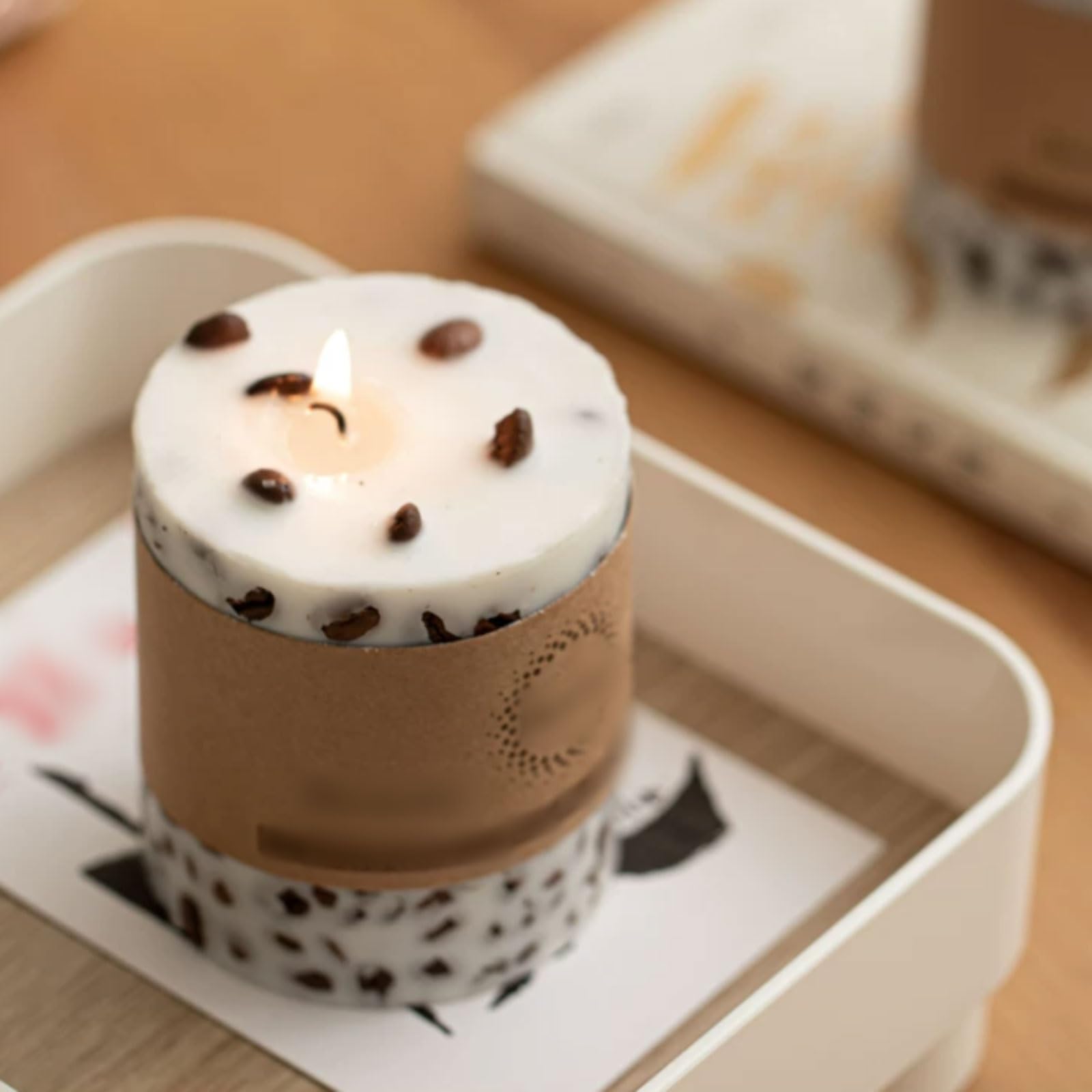 Exquisito Velas de cera de soja, velas de pilar de cera de café, vela perfumada reutilizable, combustión limpia for vacaciones en casa, relajación y Spa meloso