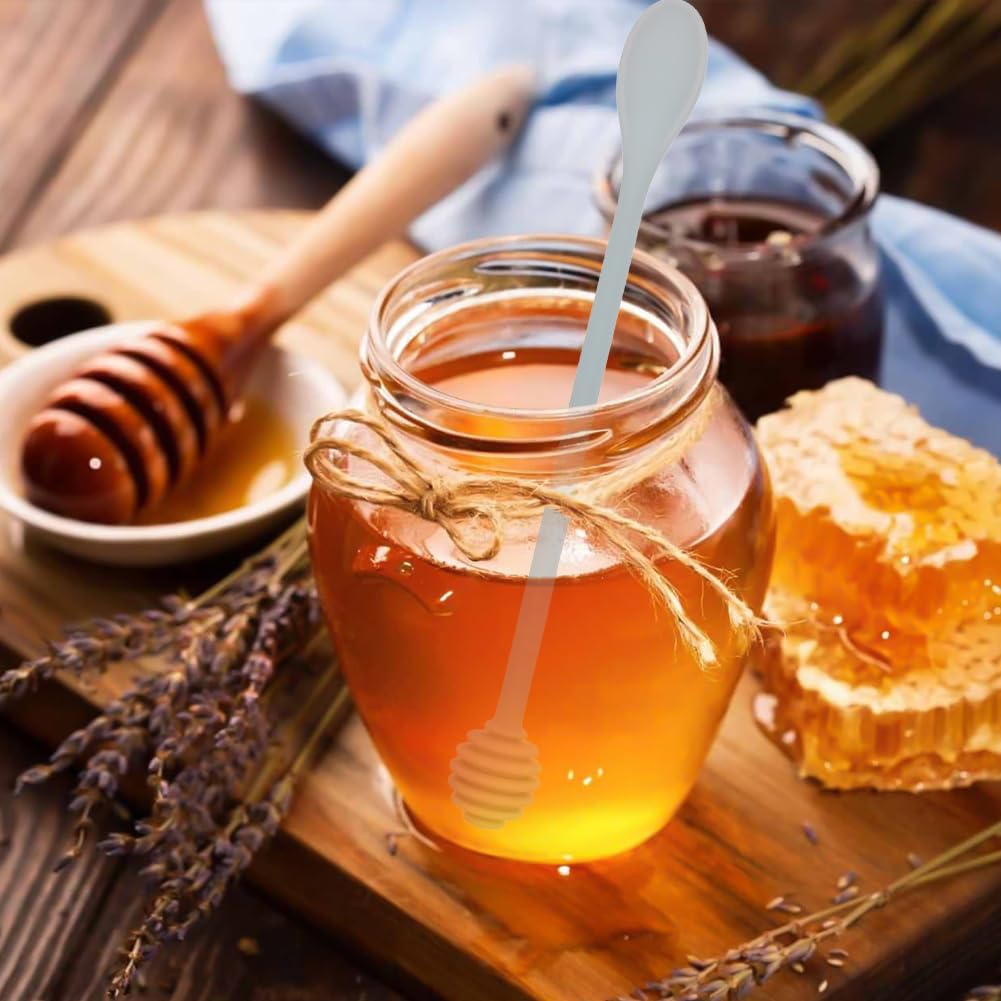 Pack Of 2 Honey Spoons, Honey Sticks, Syrup Dipper Stick, Long Mixing Spoon For Drinks, Made Of Silicone, Jam Spoon, Kitchen Device For Filling Honey From Honey Pots (10 Inches
