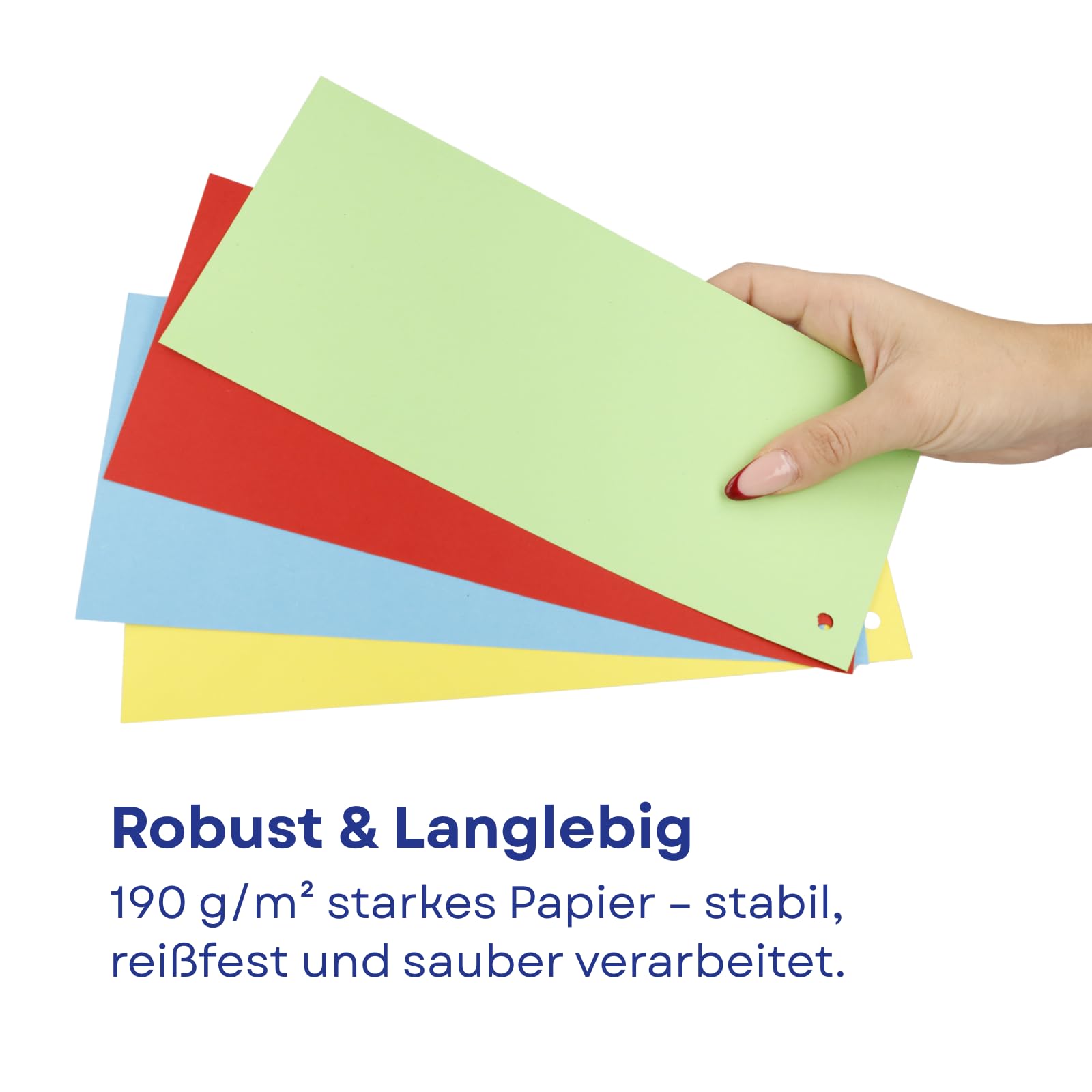 Westcott Trennstreifen 100 Stück Intensivfarben Mix (30er-Pack) | Robuste Heftstreifen 190g/m² für A4 Ordner | Trennblätter 10,5 x 24 cm | Register 2-fach-Lochung für DIN-A4 Dokumente | E-733320 00