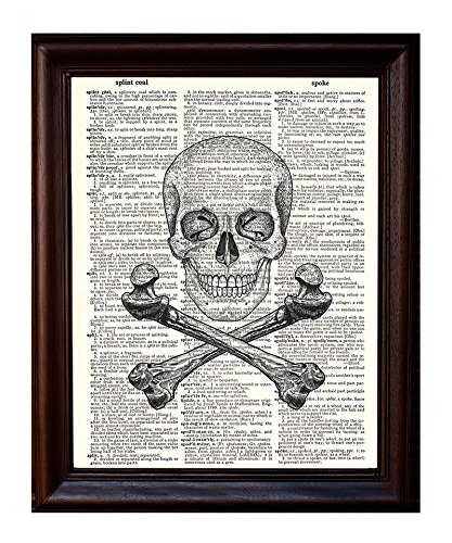 Fresh Prints of CT Skull and Crossbones - Dictionary Art Print Printed On Authentic Vintage Dictionary Book Page - 8 x 10.5