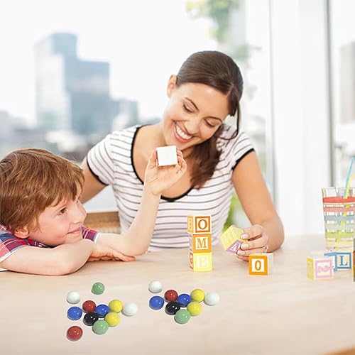 Miniatura 3 de 60 piezas de canicas de vidrio de 0.63 pulgadas para juego de canicas, decoración del hogar, 6 colores