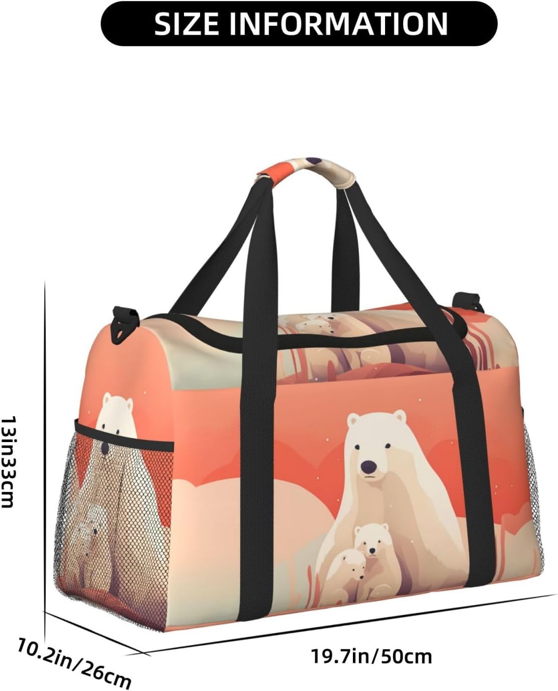Sad Polar Bear Handheld travel bag weekend bag fitness yoga bag suitable for fitness and other scenarios image 4