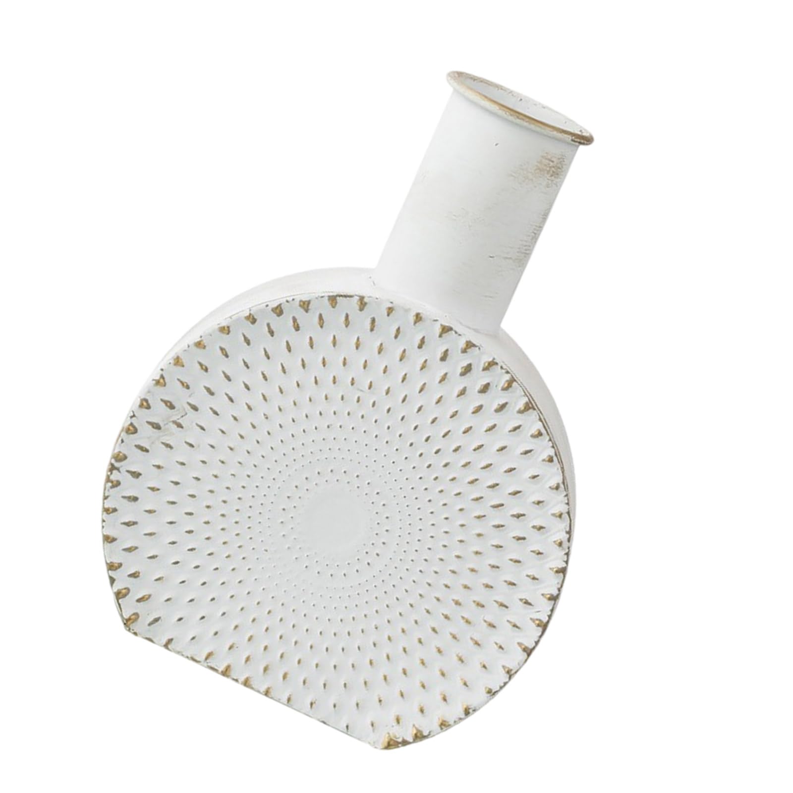 Kalttoy M Farmhouses Decorative Round Shape White Etal Centerpieces Vases For Dried Flower Home Decors Tabletop Display Etal Flower Holder