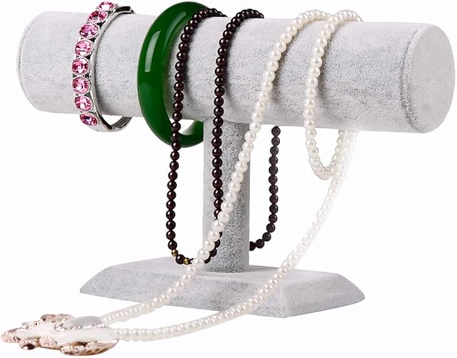 Oirlv Watch Stand T-bar Jewellery Stand Display Storage Store Rack - Removable Gray Velvet Necklace Bracelet Earring Bangle Pendants Anklet Tower Watch Key Holder Organizer For Women Men Girl