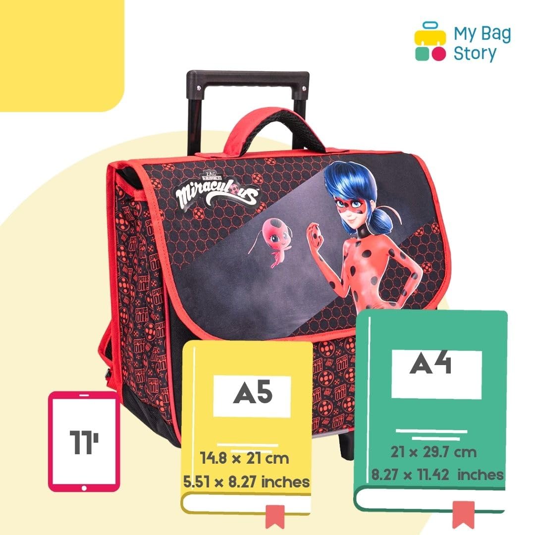 mybagstory - Miraculous - Cartable à roulettes Fille 41x35x15 cm