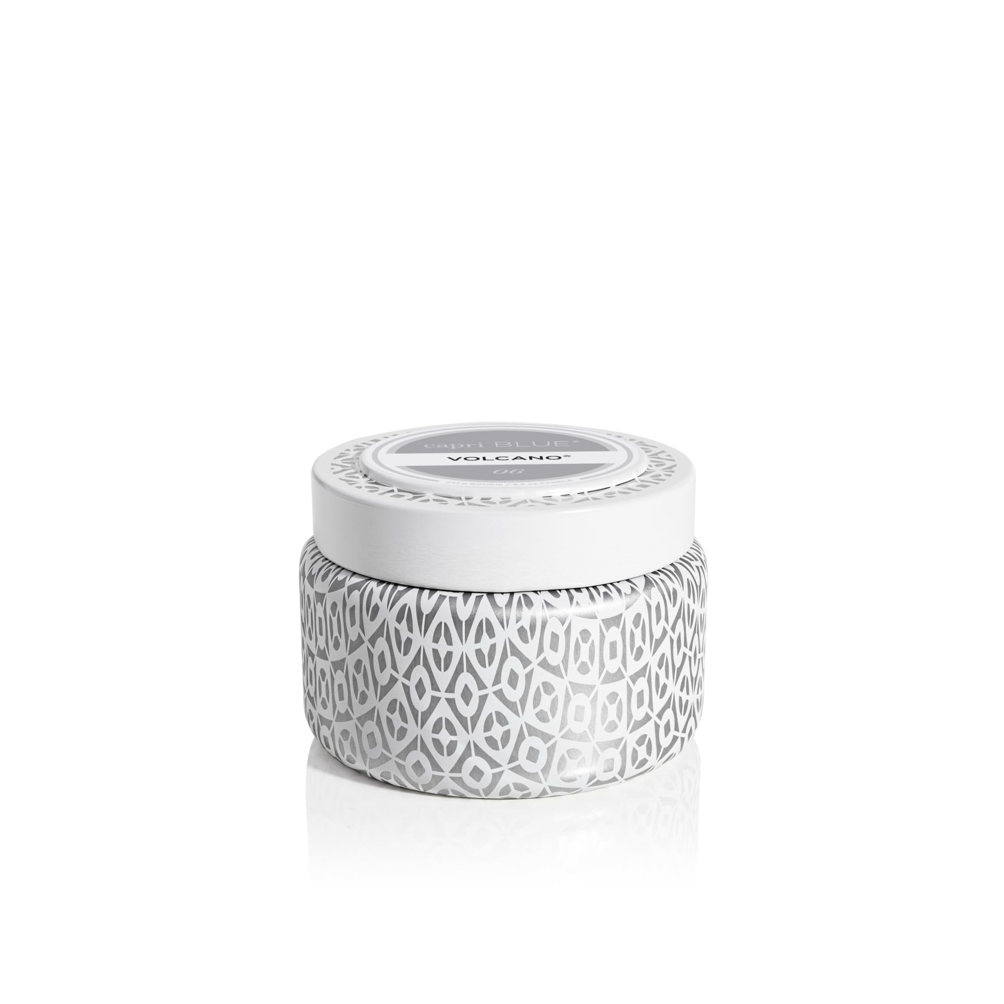 Capri Blue White Printed Travel Tin - Volcano - 8.5 Oz