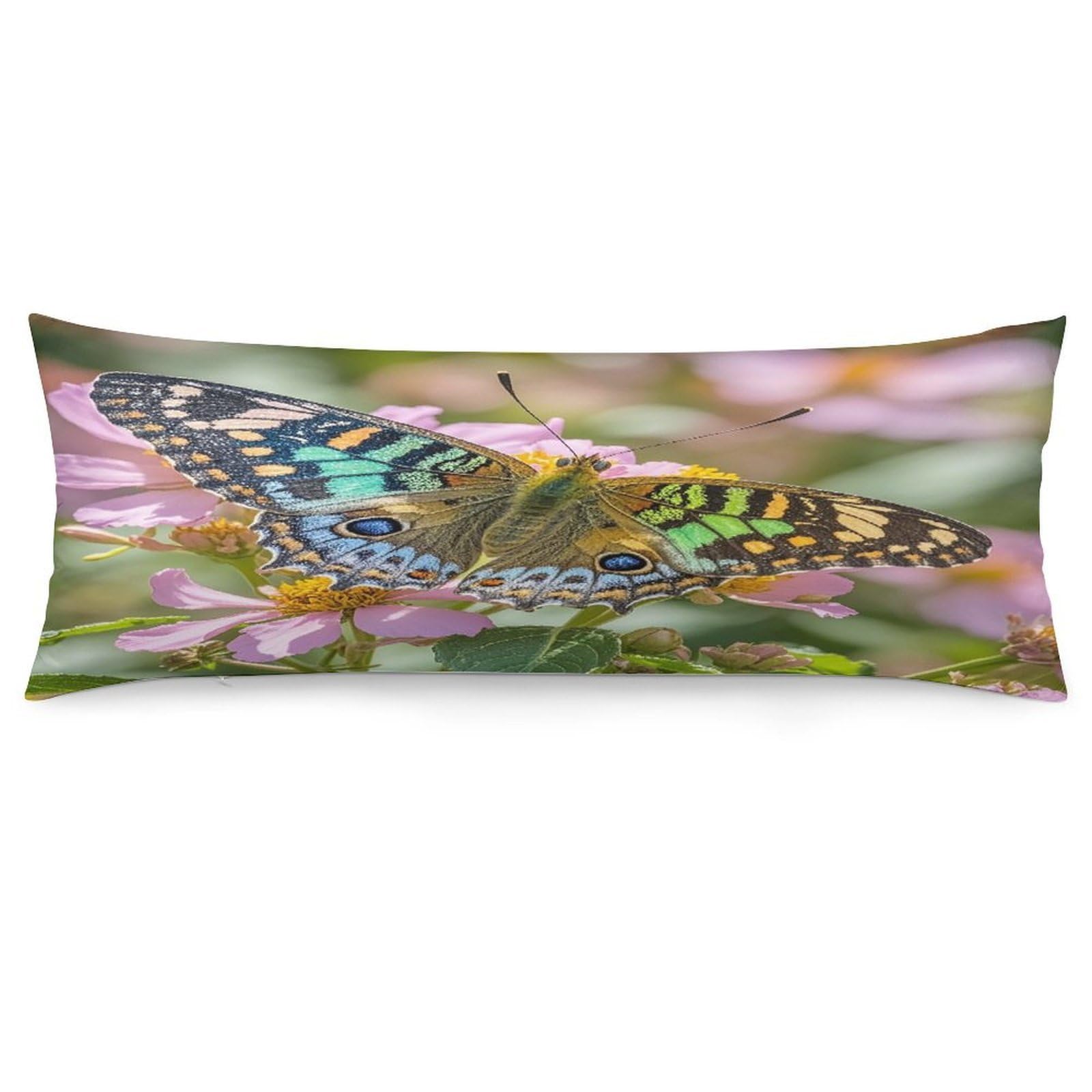 Butterfly Throw Pillow Cover Soft Lumbar Pillow Covers with Zipper Breathable Rectangular Cushion Case Polyester Pillow Case Decorative Body Pillow Cover for Couch Bed