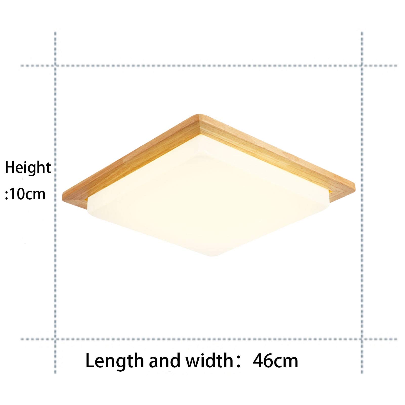 Lámpara de techo de emergencia con control remoto, continuará la luz durante 90 minutos después de la falla de la alimentación, la carcasa de madera maciza de atenuación continua (Size : Large)
