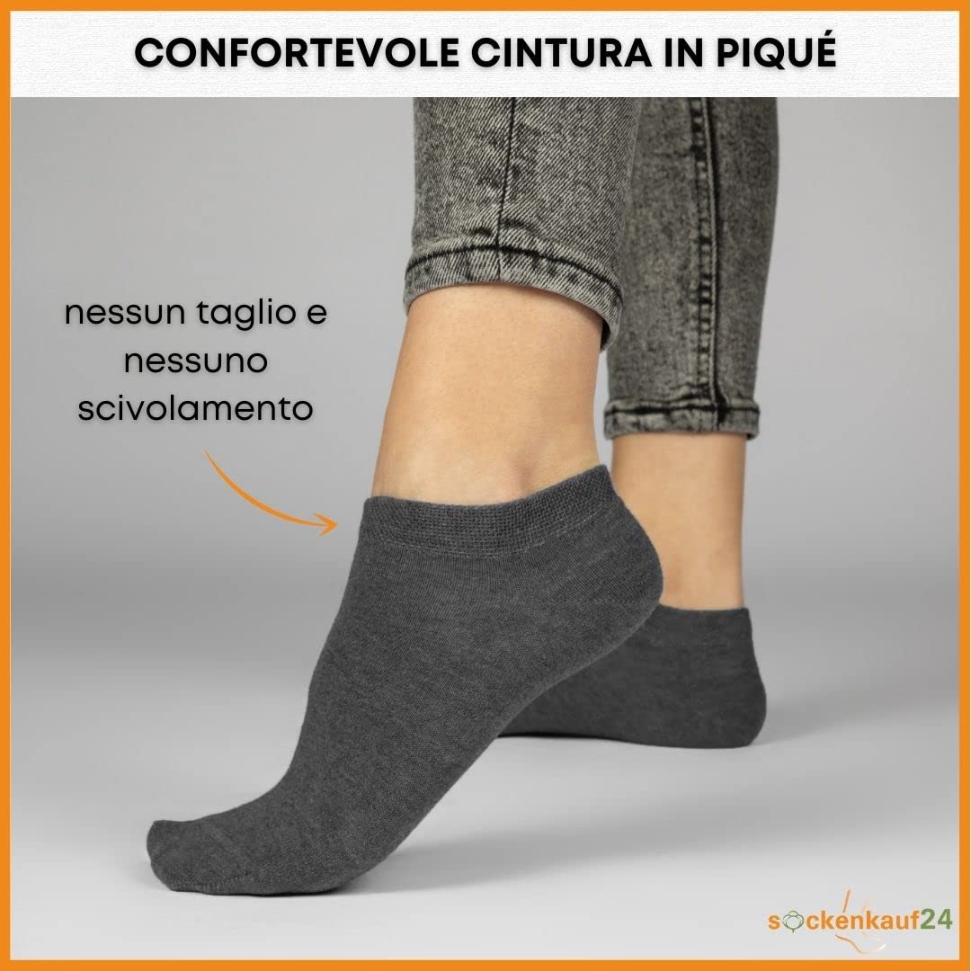 sockenkauf24 10 Paia Calzini Corti Uomo Donna Calze Corte Cotone Traspiranti