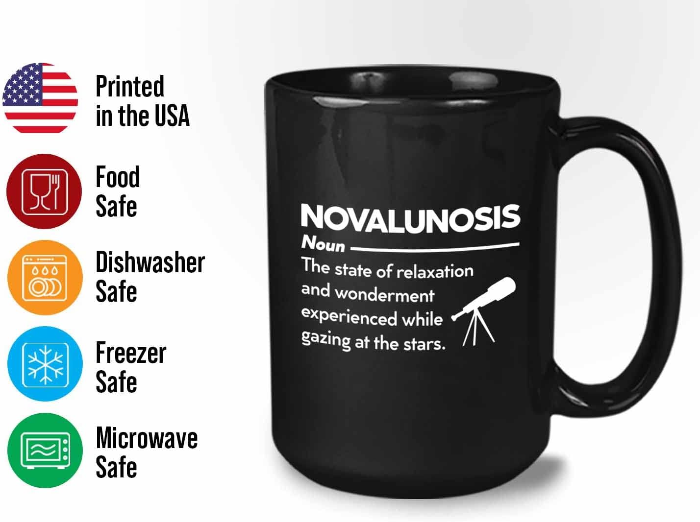 Bubble Hugs Star Gazer Coffee Mug 15oz Black - Novalunosis Definition - Stargazing Stargazer Star Lover Astronomy Astrology Binocular Telescope Novalunosis