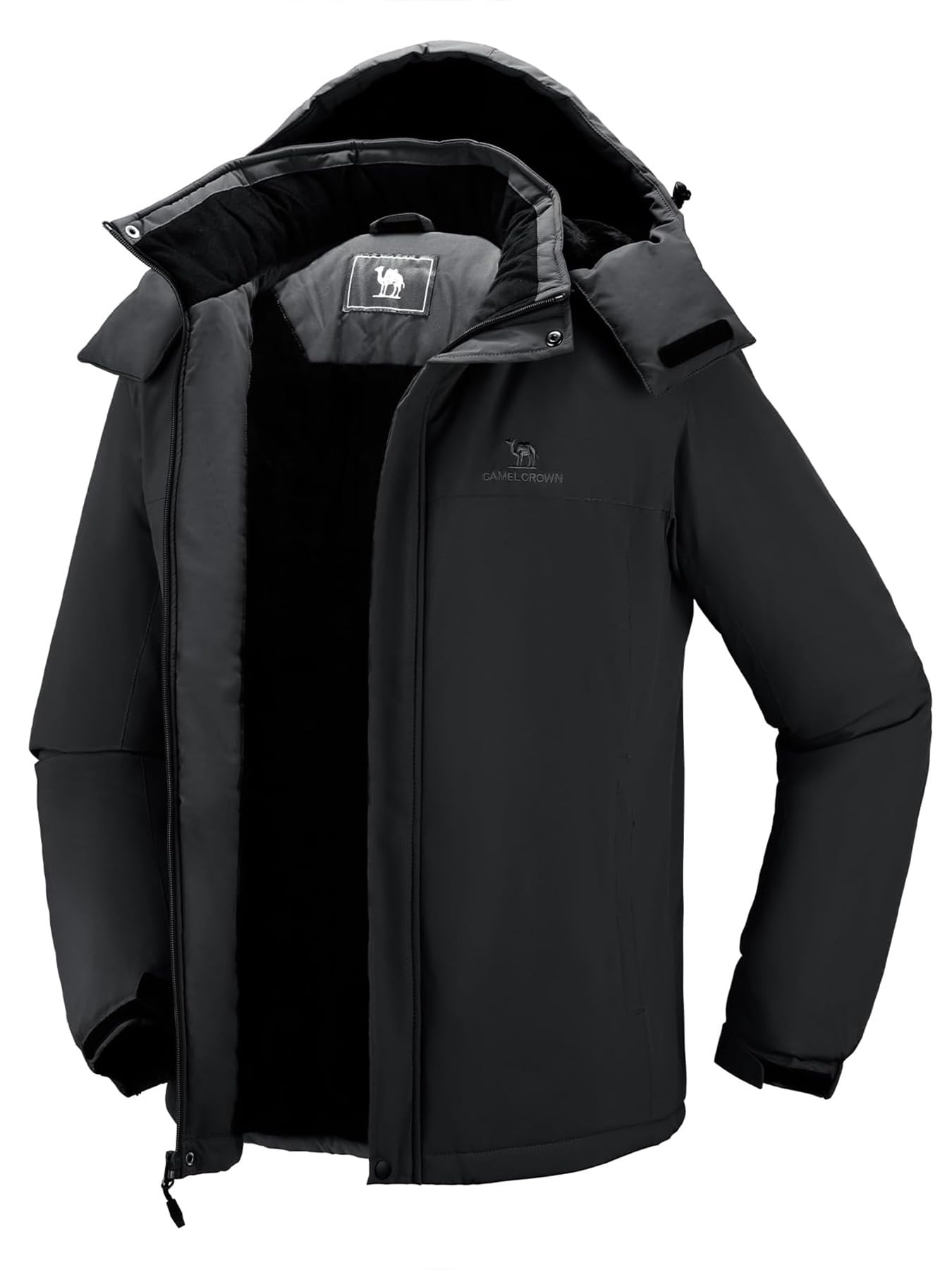 CAMEL CROWN Men's Winter Ski Jacket Mountain Snow Coats Waterproof  Detachable Hood Windproof Fleece Rain Jackets