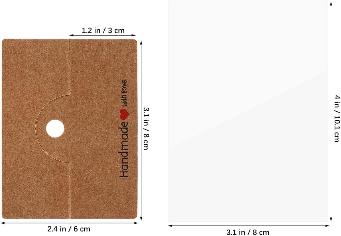 CORHAD 200pcs Brown Kraft Paper Cards for Handmade Jewelry Packaging Small Business Display Bags for Necklaces Bracelets Earrings and Keychains
