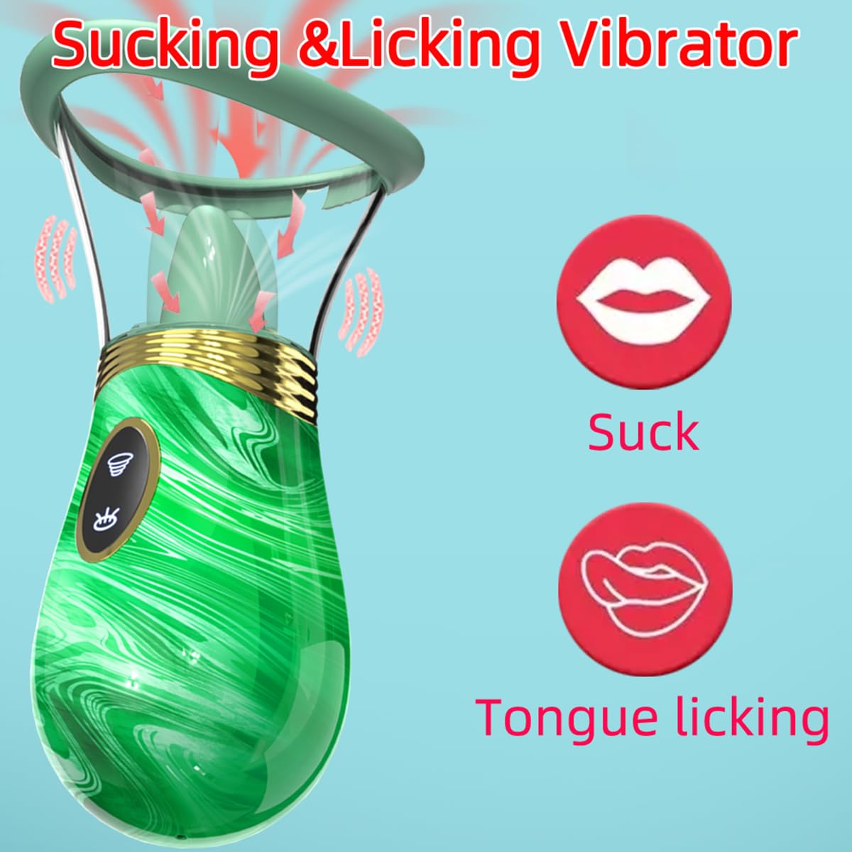 Vibromasseur suceur, stimulateur clitoridien, 7 modes de vibration, 7 modes de léchage de langue, stimulateur anal pour tétons, masseur pour point G (Vert)