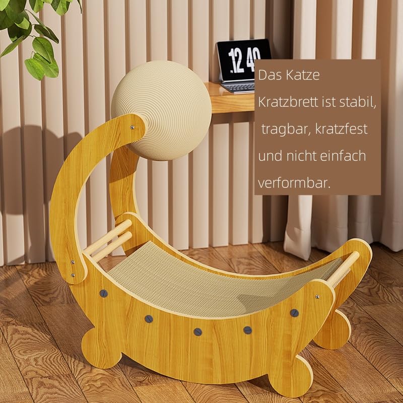 Rascador para gatos, cartón rascador para gatos con pelota de juguete para gatos, doble cara, resistente a los arañazos y lesiones, cartón ondulado, para gatos, pequeños perros (A)