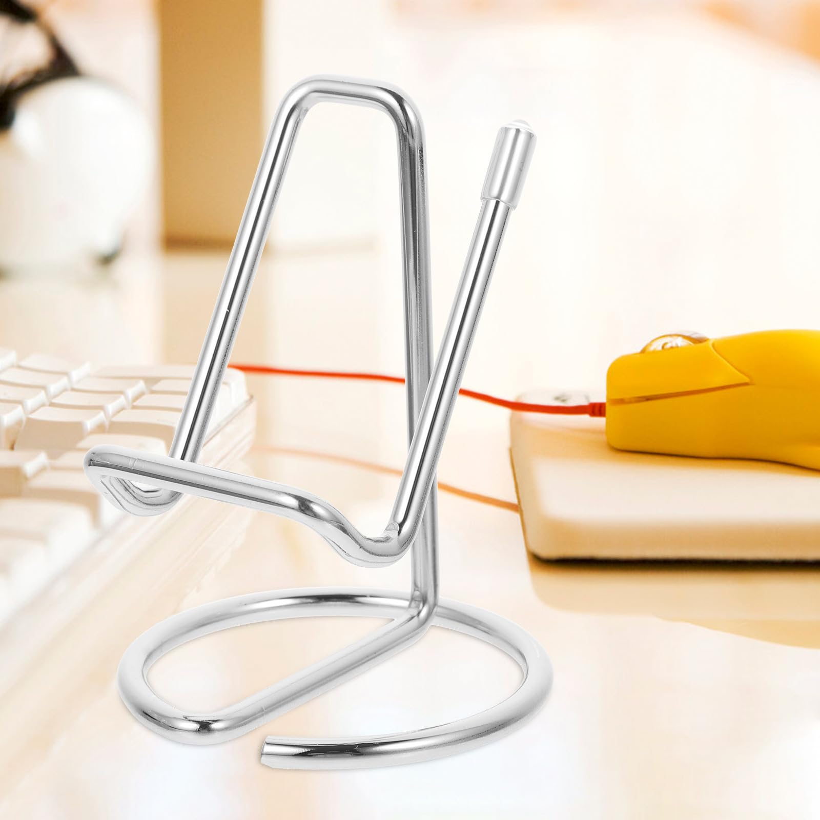 2 Stück-Pack Desktop Handyständer aus Eisen mit Glatten Kanten und Praktischem Design Handyhalterung für Schreibtisch im Büro und Wohnzimmer in Silber