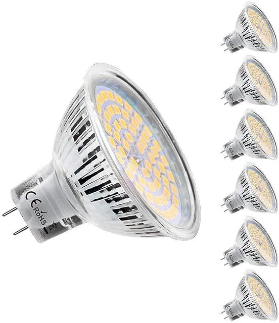 KDP GU5.3 LED Light Bulbs, MR16 5W LED Bulbs, Equivalent to 50W Halogen Bulbs, 450lm 5W, 12V, 2800K Warm White 120° Beam Angle, Non-Dimmable, Recessed Lighting [Pack of 6]