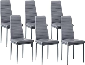 Dining Chairs Set of 6 Dining Chairs Dining Chairs Kitchen Chairs Modern High Back Upholstered Dining Chair for Living Room Kitchen Office Guest Bedroom Grey