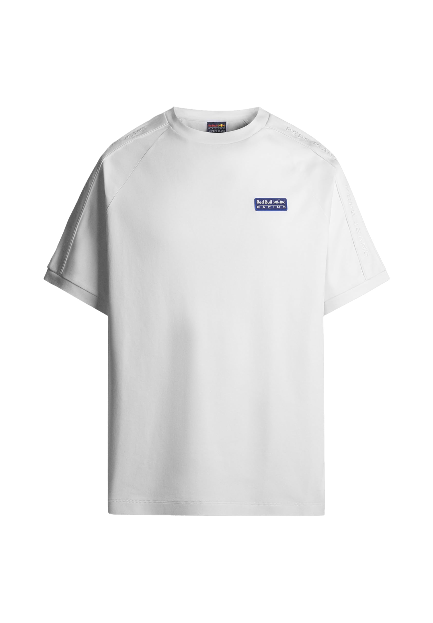 Red Bull Racing X Pepe Jeans Men's RBR Luxe EMB Tape TEE T-Shirt, White (White), S