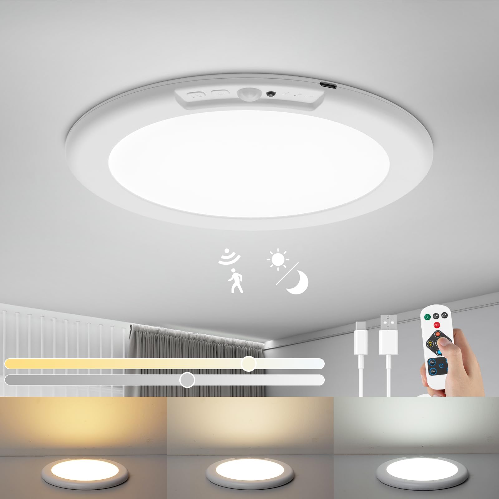Toowell Led-plafondlamp met bewegingsmelder, binnenlamp met