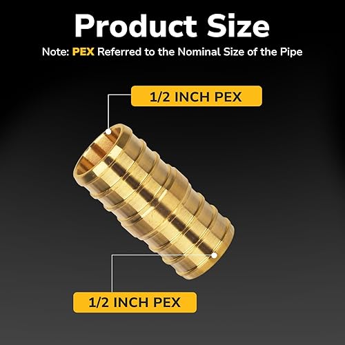 Miniatura 2 de Acoplamiento Pex de 12 pulgada, paquete de 12 accesorios Pex, certificados NSF y UPC, accesorios de engarce de latón resistente para tuberías