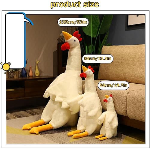 Miniatura 2 de Yuthsona Almohada de peluche de pollo, juguetes gigantes de peluche de animales de granja, acogedora almohada de felpa de pollo para dormir, regalos