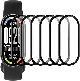 Bigqin 6 Pièces Protection d'écran Compatible avec Xiaomi Smart Band 10 Verre Trempé, 3D Couverture Complète Film de Protection, HD Clear, sans Bulle, Anti-Rayures