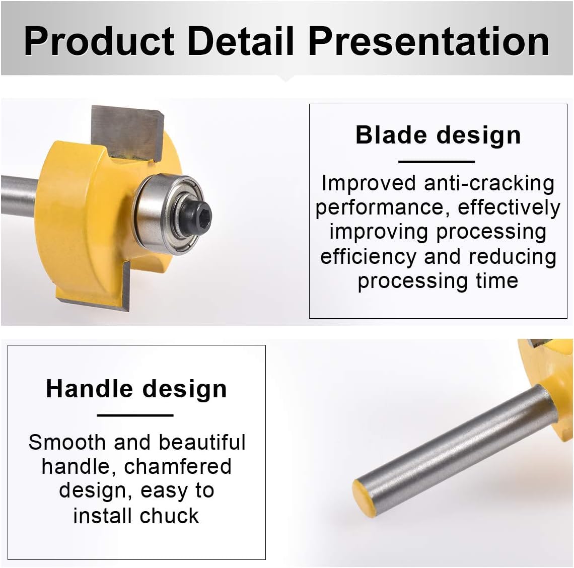 HOHXEN 1/4 '' Rabbet Router Bit with 6 Adjustable Bearings Set - Image 4