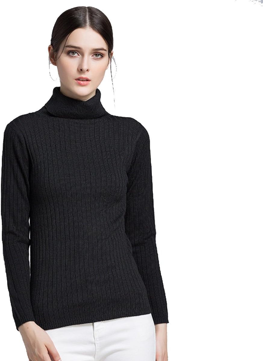 Miary Female Fall / Winter Europe And America Long Sleeve Slim Knit Base Shirt Hedging High Neck Sweater Women,Black-M