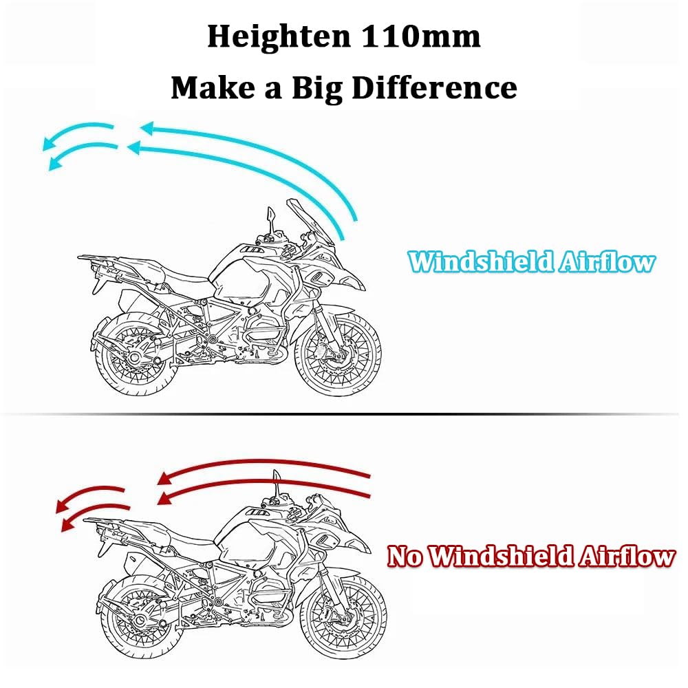 Parabrisas Moto para BMW R900RT R1200R R1200RT R1200RT R1200ST R Nine T, Ajustable Deflector de Parabrisas para Moto 22-28mm Montaje en Manillar Deflectores Viento Moto