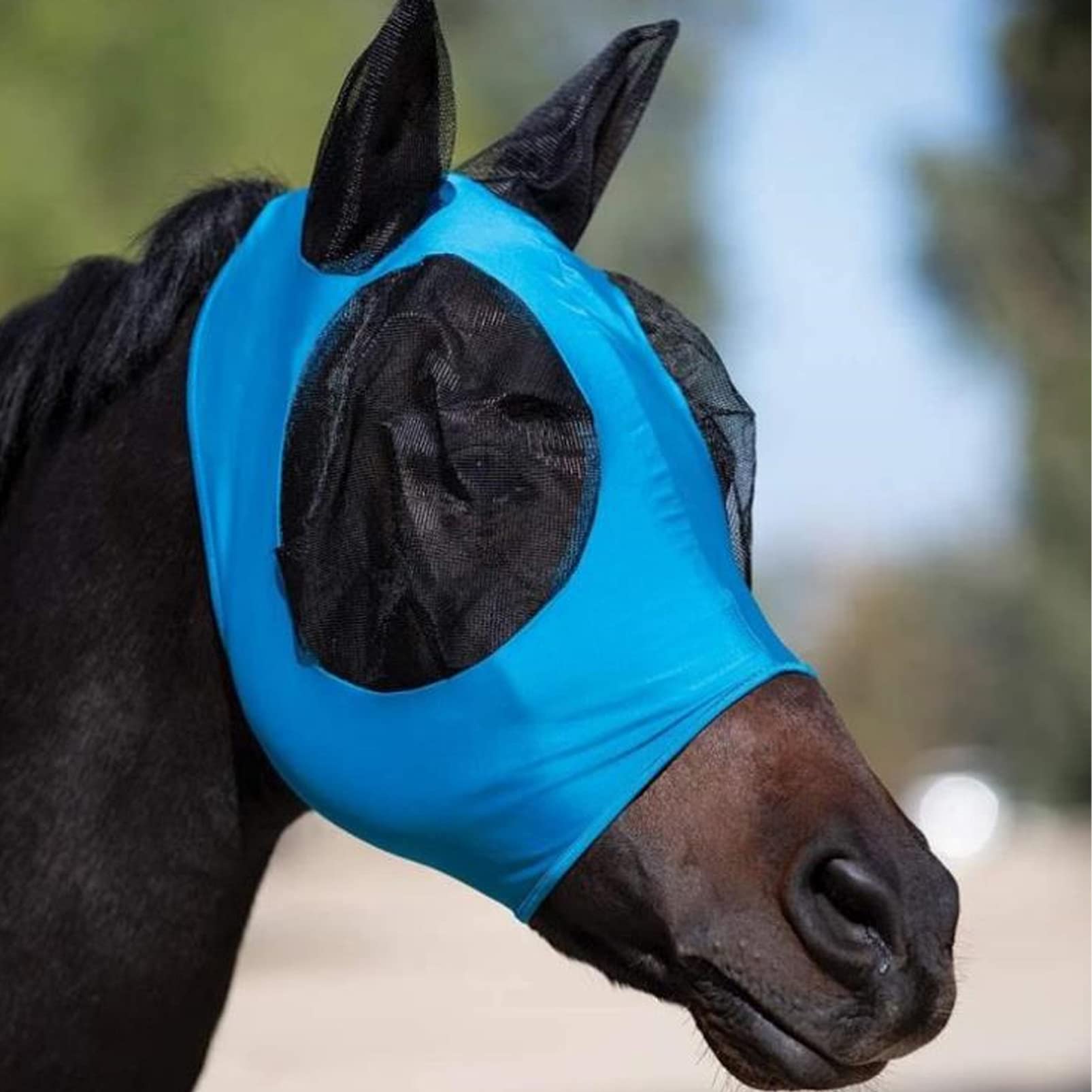 balacoo Horse Mask Mesh Horse Head Net Equine Foal Outdoor Bite Prevention Mask
