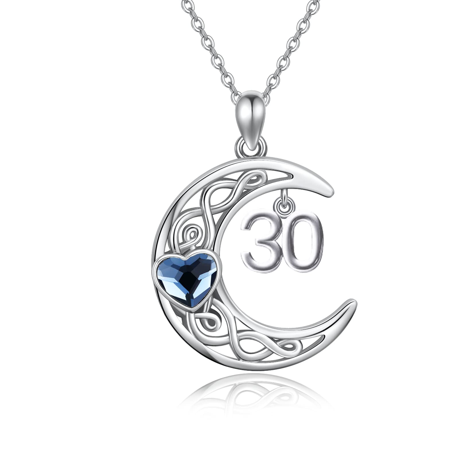 TwoAnts Collana di compleanno per bambine e figlie, in argento Sterling 925, con nodo celtico a forma di luna, regalo di compleanno per donne, fidanzate e sorelle, Argento sterling