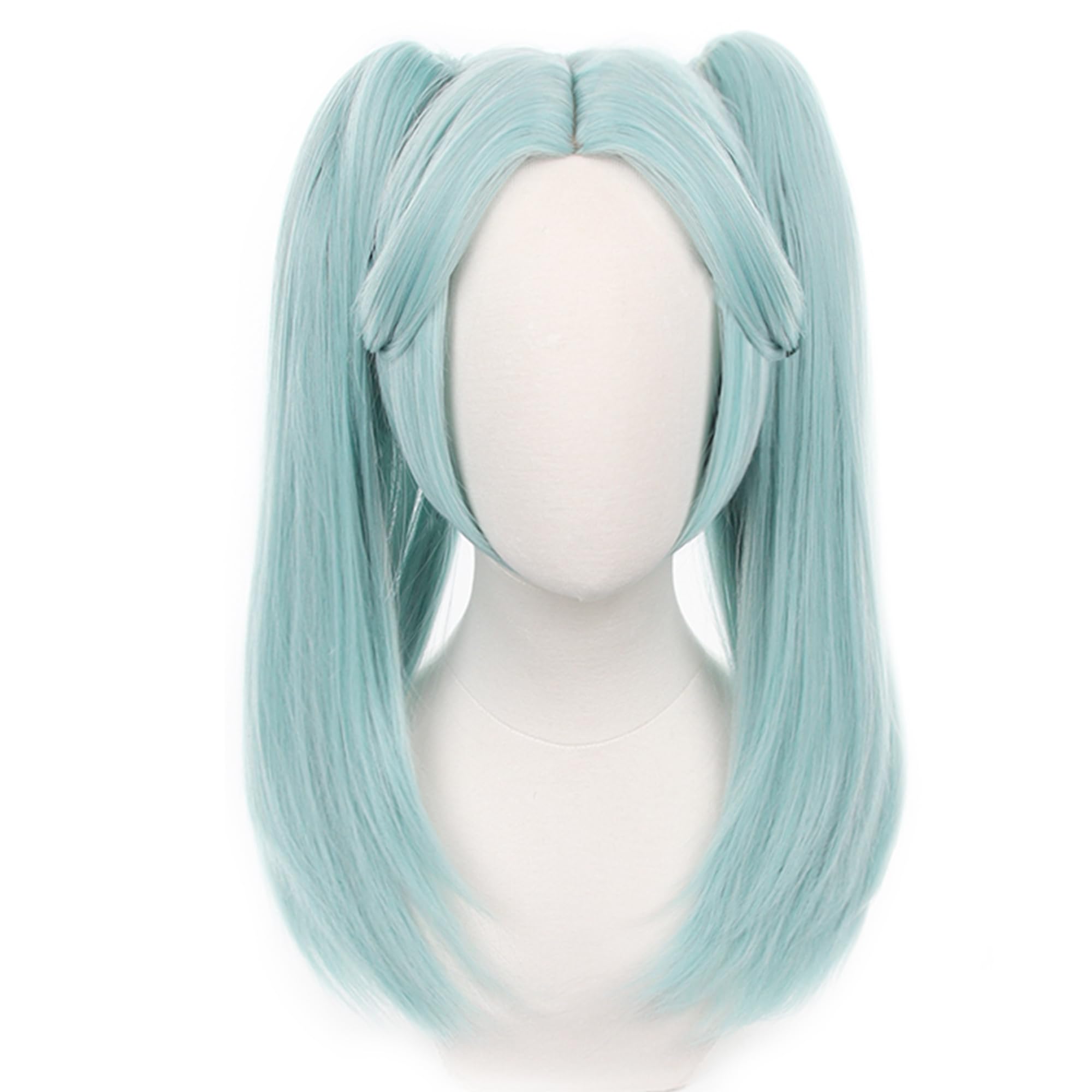 Green Double Ponytail Wig for Women Halloween Heat Resistant Synthetic Long Pigtail Costume Hairs Christmas Comic Con Replacement Wigs