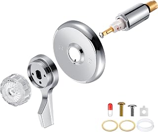 Single Lever Tub and Shower Rebuild Kit, Compatible with Mixet Shower Valves Repair Parts, Includes Cartridge Stem, Retainer Nut, Shallow Flange, Temperature and Volume Control Handle