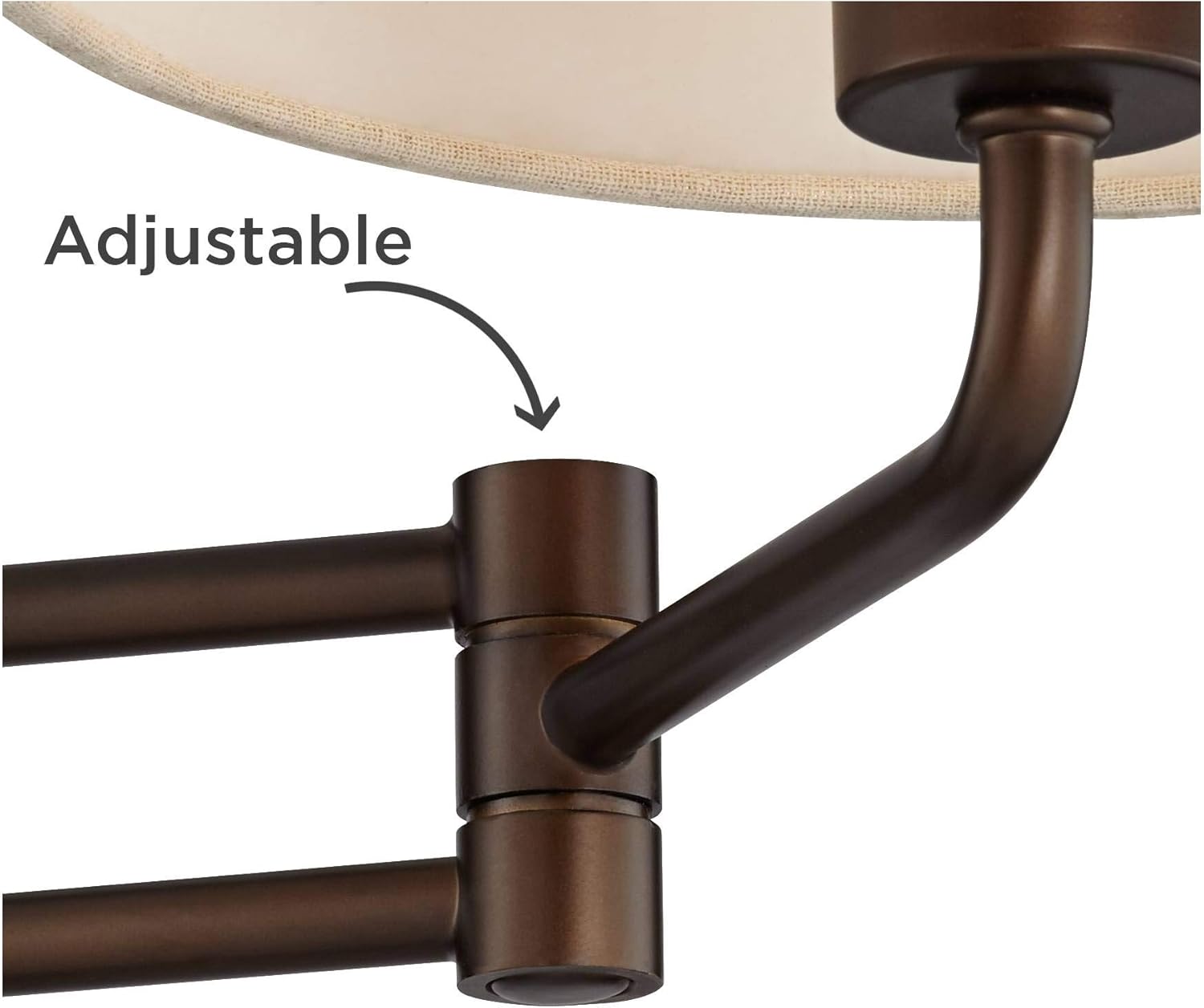 Super Brands Vista Rustic Farmhouse Swing Arm Wall Lamp Oil Rubbed Bronze Plug-in Light Fixture Brown Oatmeal Linen Double Drum Shade Bedroom Bedside House Reading Living Room Home Hallway - Franklin Iron Works