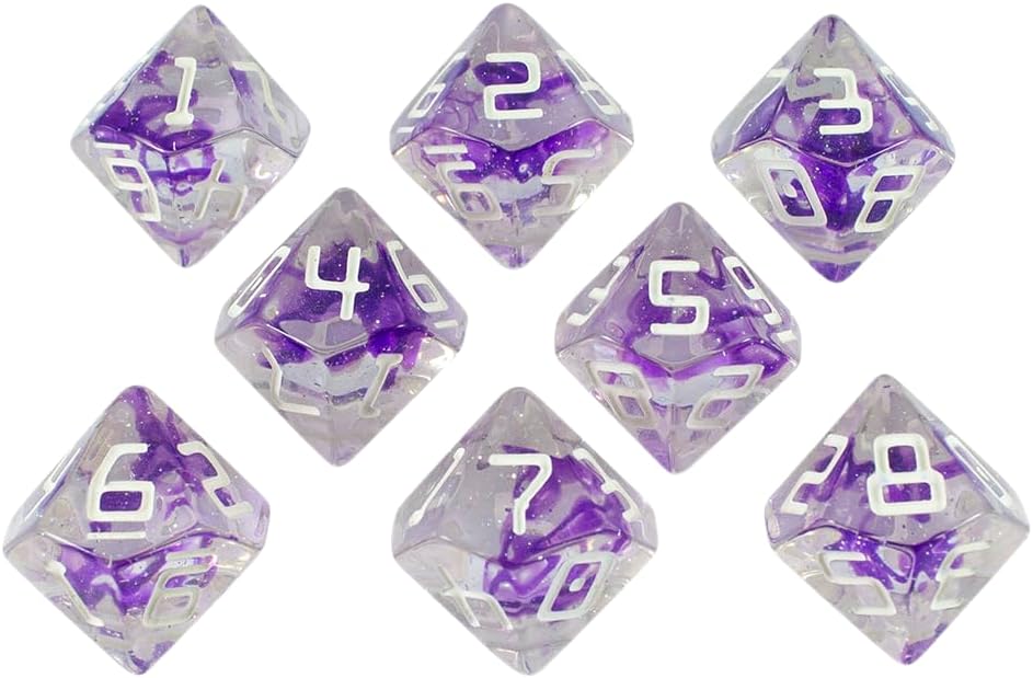 Starfarer Sci-Fi D10 Dice - 'Wormhole' - Transparent with Purple Swirls