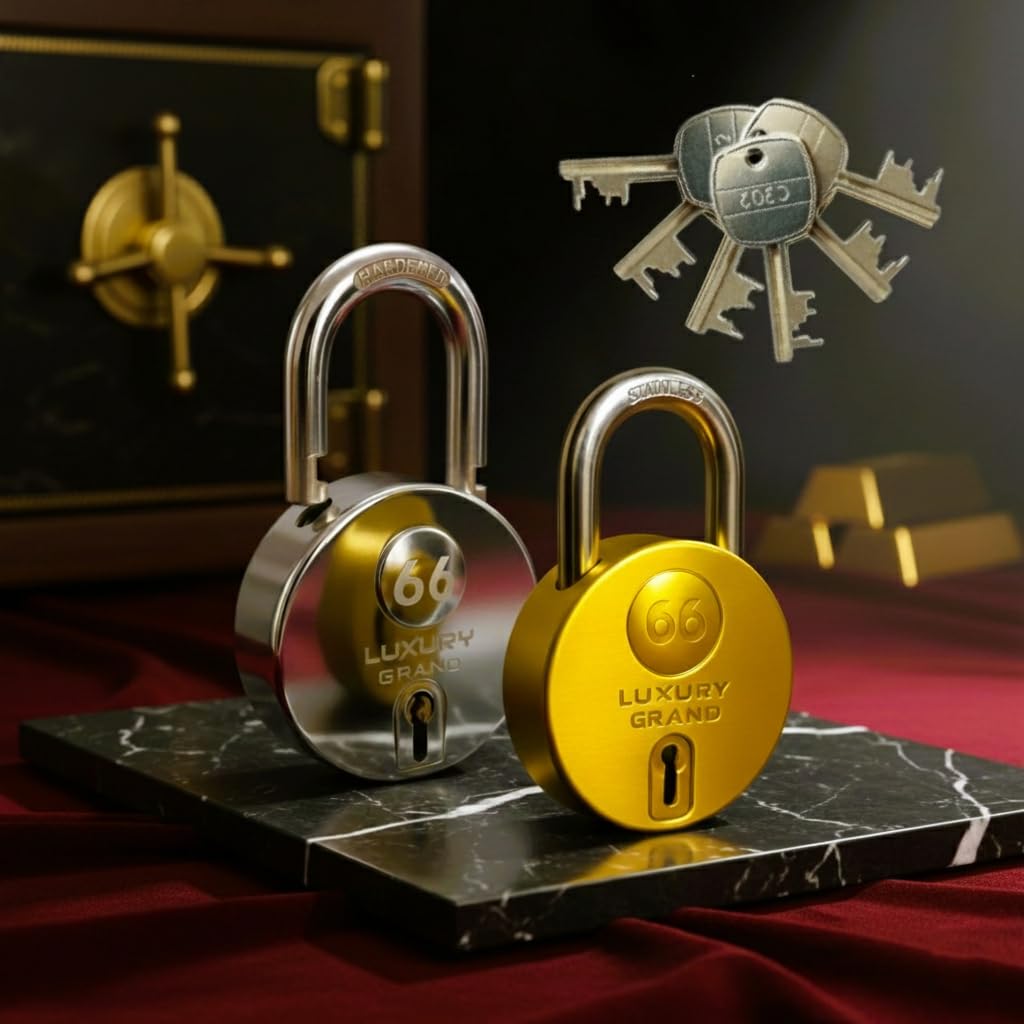Luxury Grand 66mm Heavy Duty Padlock Set of 2 with 6 Keys | Strong Iron Padlock | Rust Proof Security Lock for Home Gate, Shop Shutter, Godown, Locker, Warehouse, Cycle, Main Door-image-24