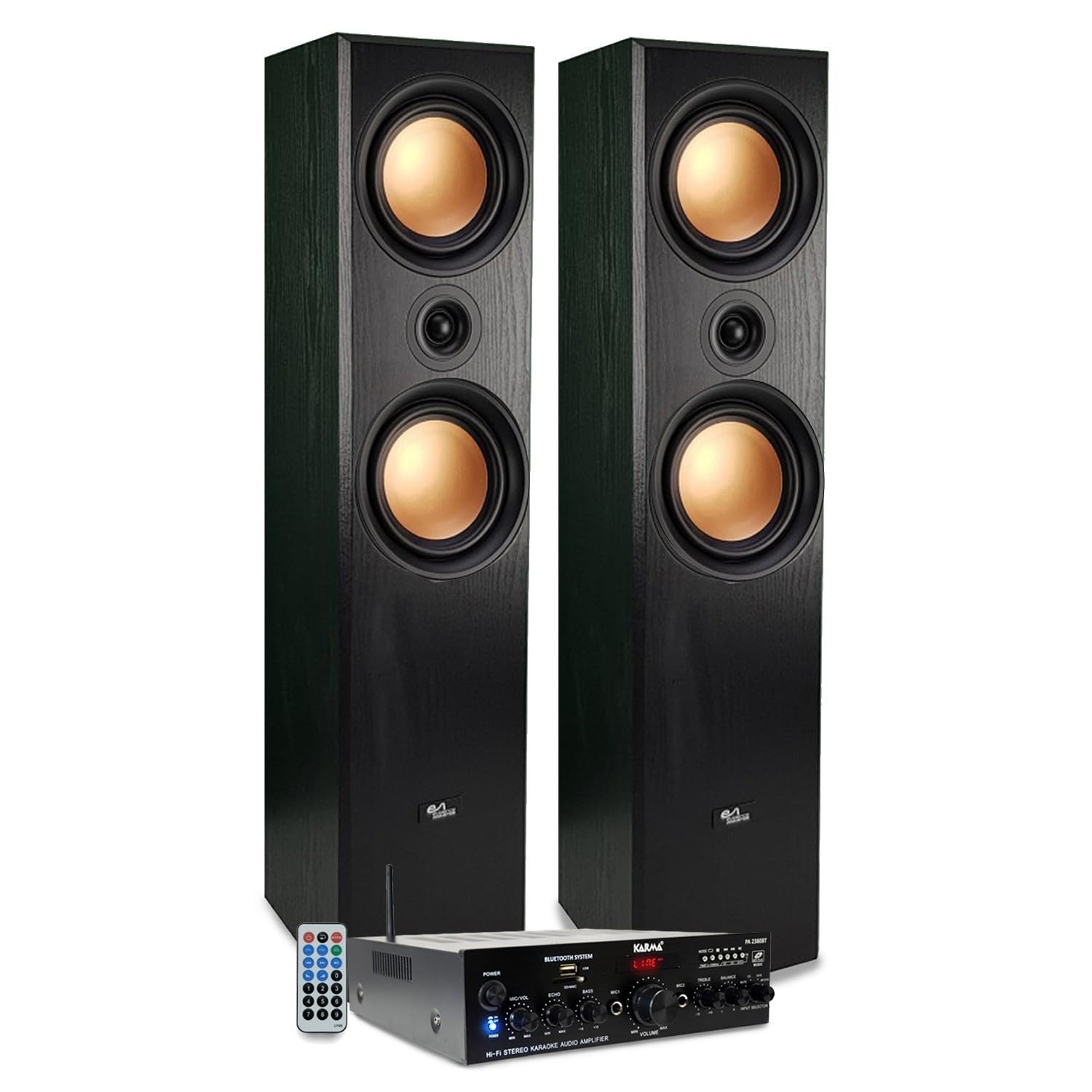 Evidence Acoustics Altoparlanti a colonna HiFi/Home-Cinema, EA-800-PG, 1000 W PMPO + amplificatore stereo 2 x 50 W, USB MP3 SD Bluetooth, FM