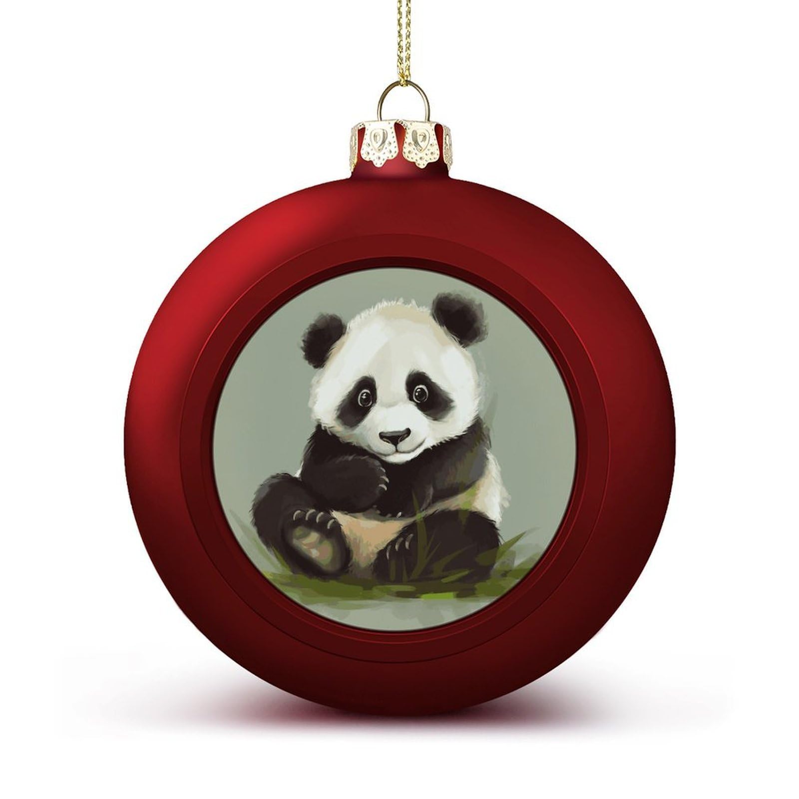 Stvnkml Red Christmas Ball Ornaments 2.4 Inch - Cute Little Panda Xmas Tree Baubles For Holiday Wedding Party Decor, Hanging Decorations For Home Fireplace (Red)