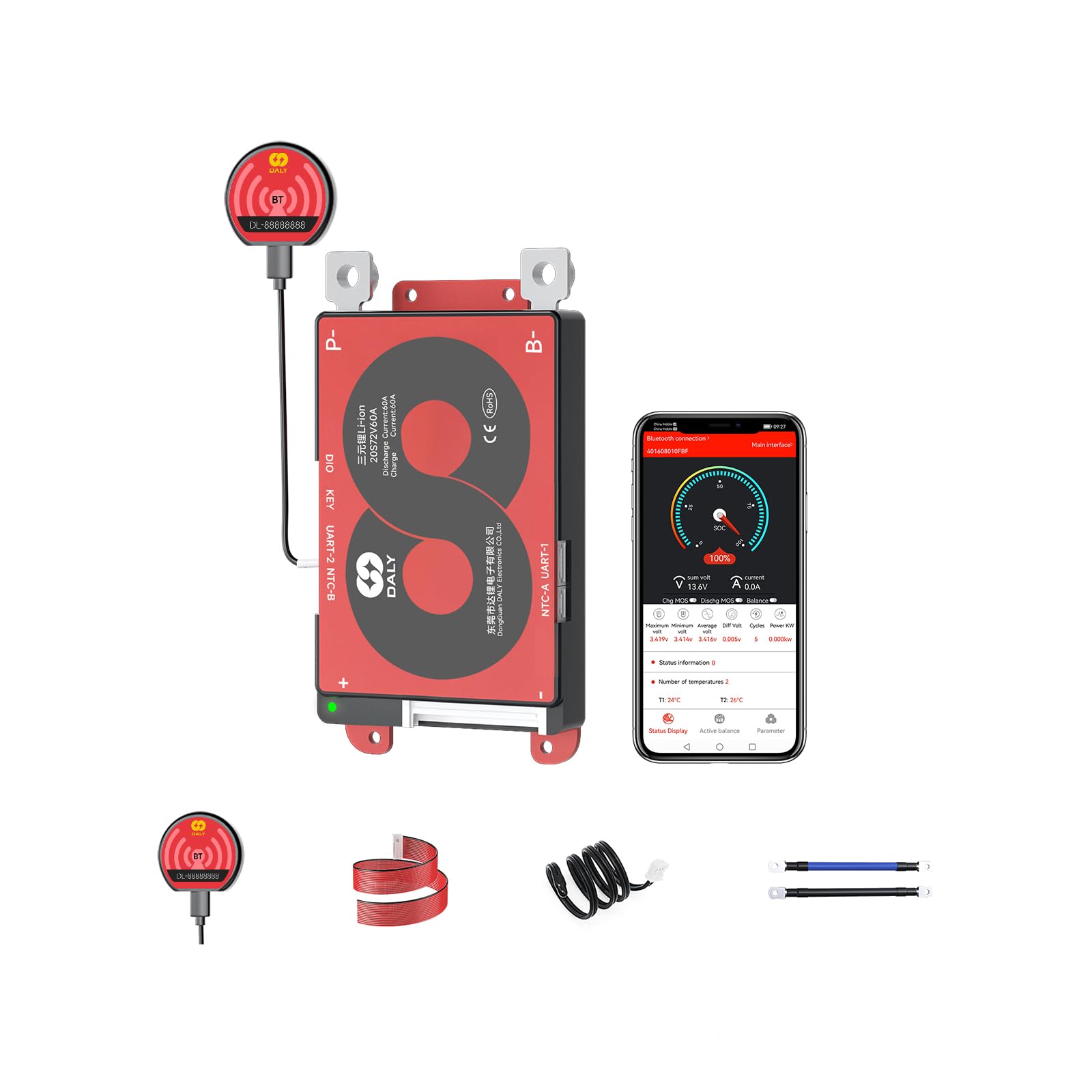 Amazon.com: DALY Smart BMS with Bluetooth Module Li-ion 3S-20S 12V