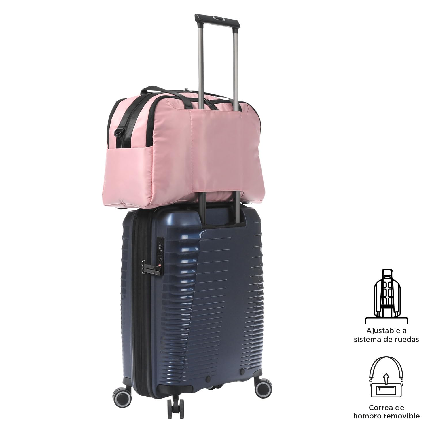 TOTTO - Bolsa de Viaje, Modelo Weekender L, Bolsa Gimnasio, Capacidad 27L, 3 Compartimentos, Bolsillo para PC, Argolla para Candado en Cremallera, Asa para Hombro, Correa para Maleta, Color Peachskin
