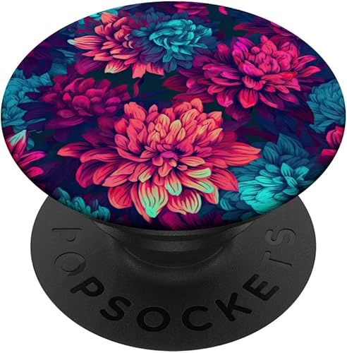 Miniatura 1 de Synthwave Dalias PopSockets PopGrip intercambiable