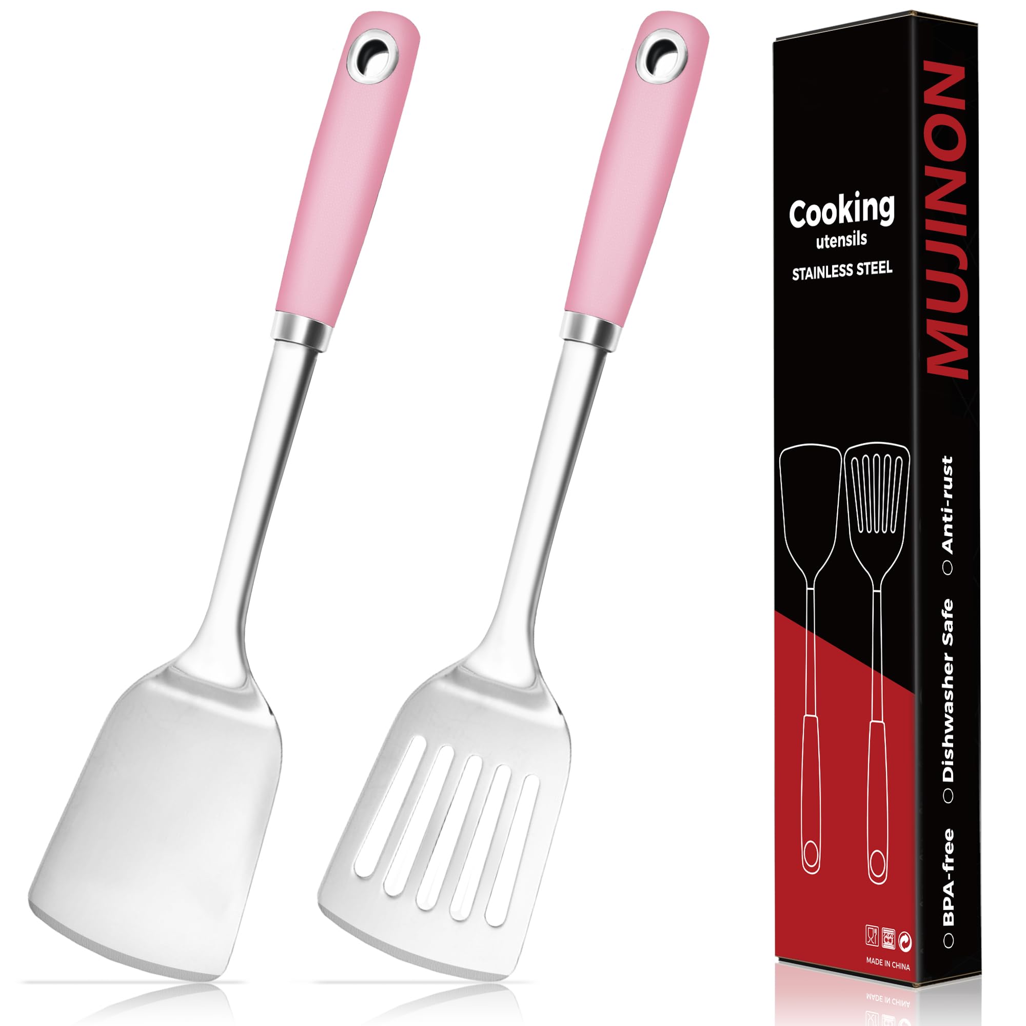 MUJINON 14" Spatula Set - Stainless Steel Kitchen Utensils -7 MUJINON 14" Spatula Set - Stainless Steel Kitchen Utensils -7