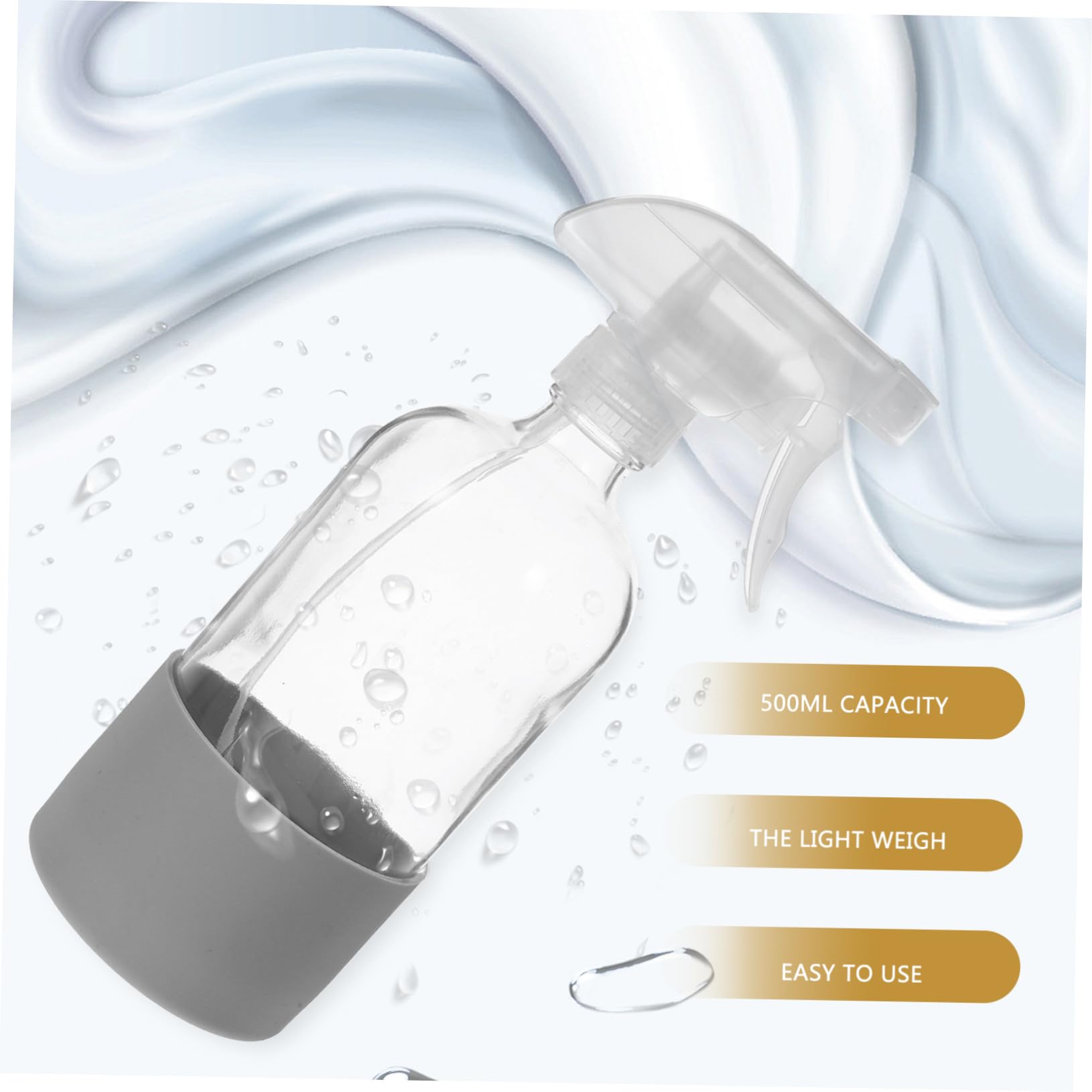 LIFKOME 3 Stück 500ml Wiederbefüllbare Glas Sprühflaschen mit Rutschfestem Silikonboden und PP Sprühkopf für Blumen Pflanzen und Haushalt