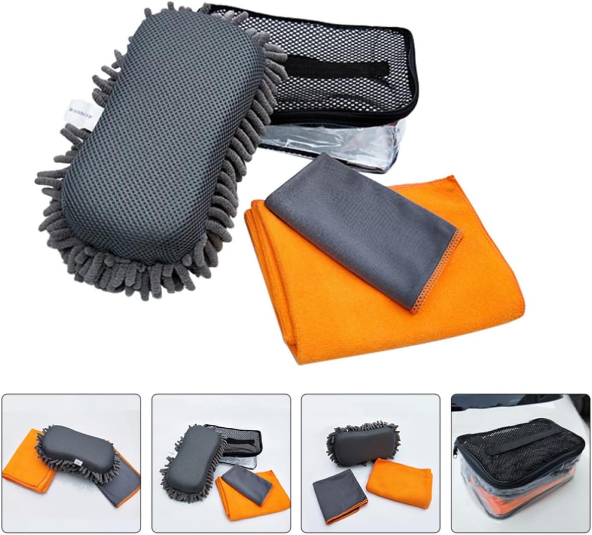 Abaodam Automotive Cleaning Kit with Ultra-Absorbent Sponge and Soft Cloth Towels for Efficient Car Washing and Detailing, Portable for Home Cleaning or Outdoor Use
