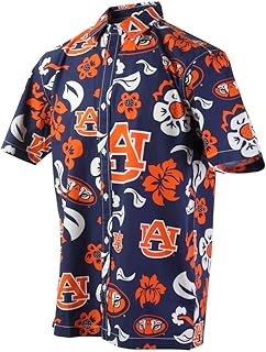 Wes and Willy NCAA Mens Short Sleeve Button Up Floral Beach Shirt (Small, Auburn)