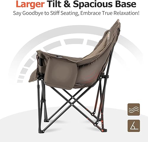 Miniatura 8 de Overmont Silla de campamento extragrande XL para adultos, soporte de 450 libras, silla plegable acolchada resistente con bolsillo lateral, bolsa de